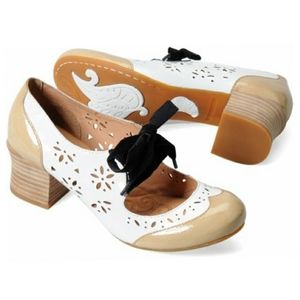 Born Bekka Bianc/Black Combo Patent Heels Shoes